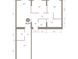 Продается 3-комнатная квартира ЖК Пшеница, 6.1, 85.48  м&sup2;, 11210000 рублей