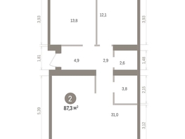 Продается 2-комнатная квартира ЖК Пшеница, дом 5.2, 87.25  м&sup2;, 12070000 рублей