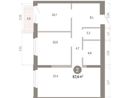 Продается 2-комнатная квартира ЖК Город на озере, 67.44  м&sup2;, 14650000 рублей