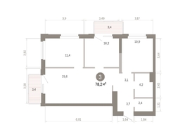 Продается 3-комнатная квартира ЖК Город на озере, 78.19  м&sup2;, 15040000 рублей