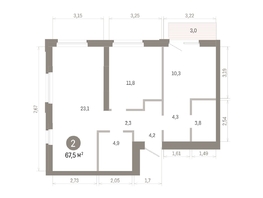 Продается 2-комнатная квартира ЖК Город на озере, 67.45  м&sup2;, 16030000 рублей