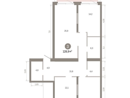 Продается 3-комнатная квартира ЖК Город на озере, 128.92  м&sup2;, 27530000 рублей