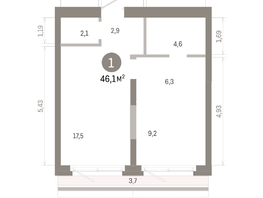 Продается 1-комнатная квартира ЖК Город на озере, 46.1  м&sup2;, 13360000 рублей