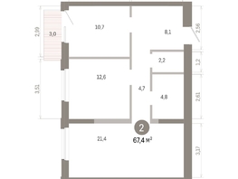Продается 2-комнатная квартира ЖК Город на озере, 67.44  м&sup2;, 14360000 рублей