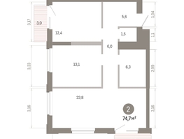 Продается 2-комнатная квартира ЖК Город на озере, 74.71  м&sup2;, 14960000 рублей