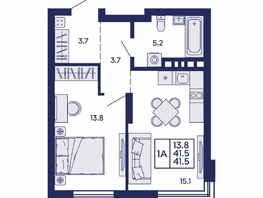 Продается 1-комнатная квартира ЖК Сила леса, корп 1, 41.5  м&sup2;, 5700000 рублей