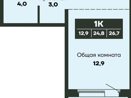 Продается 1-комнатная квартира ЖК Гренландия, Лес дом №4, 26.7  м&sup2;, 4150000 рублей