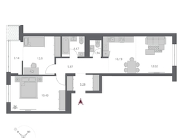Продается 3-комнатная квартира ЖК Беринг, дом 3, 74.54  м&sup2;, 12690000 рублей