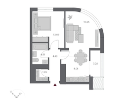 Продается 2-комнатная квартира ЖК Беринг, дом 3, 52.63  м&sup2;, 11290000 рублей