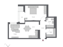 Продается 2-комнатная квартира ЖК Беринг, дом 3, 58.17  м&sup2;, 10170000 рублей