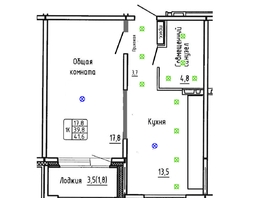 Продается 1-комнатная квартира ЖК Самоцветы, Бирюза дом 3, 41.6  м&sup2;, 5595000 рублей