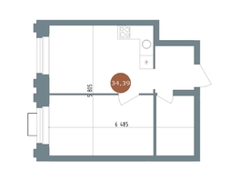 Продается 1-комнатная квартира ЖК 19/56 Кварталы Телецентра, сек 2, 34  м&sup2;, 6290000 рублей