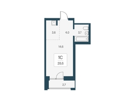 Продается Студия ЖК Расцветай на Кропоткина, дом 1, 28.6  м&sup2;, 6640000 рублей