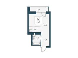 Продается Студия ЖК Расцветай на Кропоткина, дом 1, 29  м&sup2;, 6210000 рублей