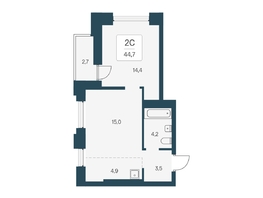 Продается 2-комнатная квартира ЖК Расцветай на Кропоткина, дом 1, 44.7  м&sup2;, 9600000 рублей