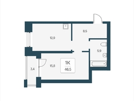 Продается 1-комнатная квартира ЖК Расцветай на Кропоткина, дом 2, 46.5  м&sup2;, 8450000 рублей