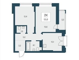 Продается 2-комнатная квартира ЖК Расцветай на Кропоткина, дом 2, 55.8  м&sup2;, 9900000 рублей