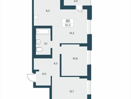 Продается 3-комнатная квартира ЖК Расцветай на Учительской, 65.5  м&sup2;, 9350000 рублей