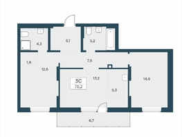 Продается 3-комнатная квартира ЖК Расцветай на Учительской, 76.2  м&sup2;, 10800000 рублей