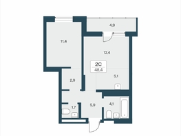 Продается 2-комнатная квартира ЖК Расцветай на Учительской, 48.4  м&sup2;, 7150000 рублей