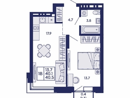 Продается 1-комнатная квартира ЖК Сила леса, корп 1, 40.5  м&sup2;, 7350000 рублей