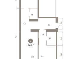 Продается 2-комнатная квартира ЖК Европейский берег, дом 46, 72.35  м&sup2;, 12810000 рублей