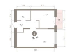 Продается 1-комнатная квартира ЖК Европейский берег, дом 46, 46.71  м&sup2;, 8640000 рублей