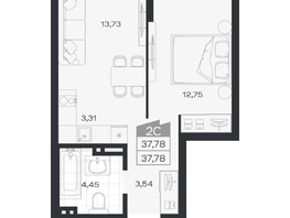 Продается 2-комнатная квартира ЖК Ясный берег, дом 20, 37.78  м&sup2;, 7059000 рублей