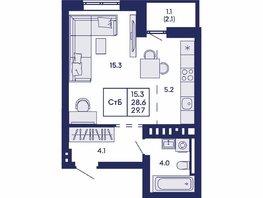Продается Студия ЖК Горизонт, дом 2, 29.7  м&sup2;, 5050000 рублей