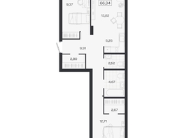 Продается 3-комнатная квартира ЖК Ясный берег, дом 19, бс 2-5, 66.34  м&sup2;, 9994000 рублей