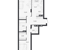 Продается 3-комнатная квартира ЖК Ясный берег, дом 19, бс 2-5, 73.87  м&sup2;, 12514000 рублей