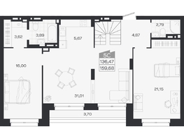 Продается 5-комнатная квартира ЖК Ясный берег, дом 19, бс 2-5, 159.68  м&sup2;, 19314000 рублей