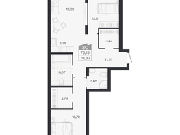 Продается 3-комнатная квартира ЖК Ясный берег, дом 19, бс 2-5, 78.82  м&sup2;, 11226000 рублей