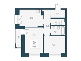 Продается 2-комнатная квартира ЖК Расцветай на Кропоткина, дом 2, 58.8  м&sup2;, 9850000 рублей