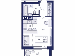 Продается Студия ЖК Горизонт, дом 2, 25.5  м&sup2;, 4650000 рублей