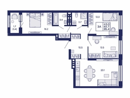 Продается 3-комнатная квартира ЖК Сила леса, корп 2, 85.4  м&sup2;, 10850000 рублей