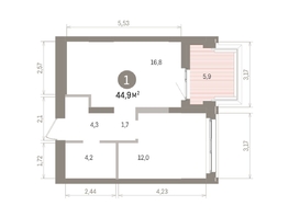 Продается 1-комнатная квартира ЖК Европейский берег, дом 32, 44  м&sup2;, 9200000 рублей