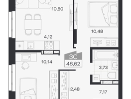 Продается 3-комнатная квартира ЖК Квартал 54, дом 1, 48.62  м&sup2;, 7867000 рублей