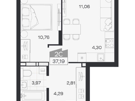 Продается 2-комнатная квартира ЖК Квартал 54, дом 1, 37.19  м&sup2;, 6678000 рублей
