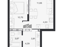 Продается 2-комнатная квартира ЖК Квартал 54, дом 1, 37.19  м&sup2;, 6694000 рублей