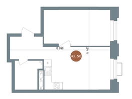 Продается 1-комнатная квартира  19/56 Кварталы Телецентра, 2, 42.8  м&sup2;, 7690000 рублей