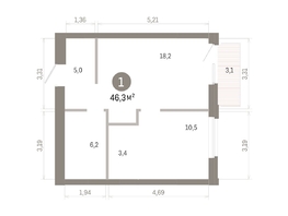 Продается 1-комнатная квартира ЖК Город на озере, 46.29  м&sup2;, 11090000 рублей