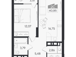 Продается 2-комнатная квартира ЖК Ясный берег, дом 10, бс 6-7, 44.46  м&sup2;, 8816000 рублей