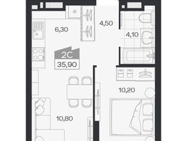 Продается 2-комнатная квартира ЖК Ясный берег, дом 33, 35.9  м&sup2;, 6454000 рублей