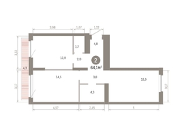 Продается 2-комнатная квартира ЖК Пшеница, 6.1, 64.08  м&sup2;, 8450000 рублей