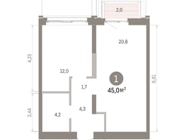 Продается 1-комнатная квартира ЖК Европейский берег, дом 32, 44.98  м&sup2;, 8900000 рублей