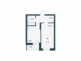 Продается 1-комнатная квартира ЖК Расцветай на Бугринской роще, 37.27  м&sup2;, 5260000 рублей