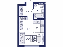 Продается Студия ЖК Сила леса, корп 1, 28.9  м&sup2;, 4900000 рублей