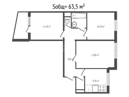 Продается 3-комнатная квартира Рассветная ул, 63.5  м&sup2;, 5900000 рублей