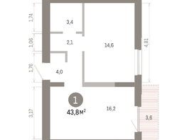 Продается 1-комнатная квартира ЖК Европейский берег, дом 46, 43.83  м&sup2;, 8630000 рублей